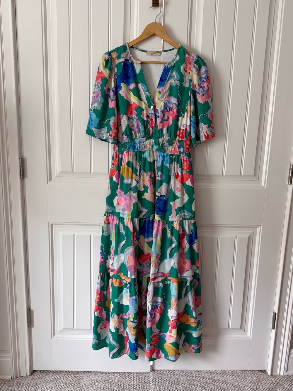 Green Multicolor Floral Tiered Maxi Dress